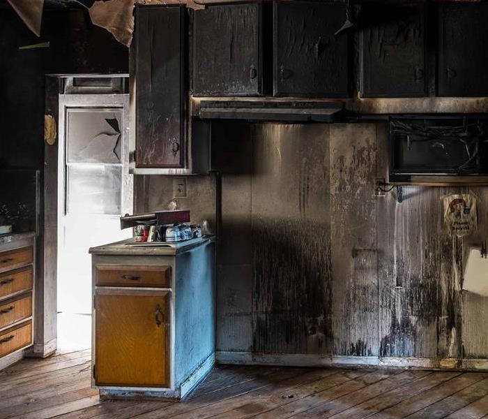 Picture is of a kitchen damage by fire